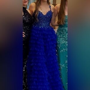 Royal Blue Ruffled Tulle Gown